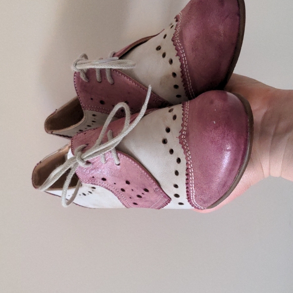 Fidji leather pink-rose & white heels - Picture 10 of 11